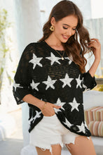 Load image into Gallery viewer, Star Pattern Round Neck Distressed Top
