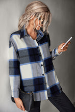 Load image into Gallery viewer, Plaid Collared Neck Longline Shirt
