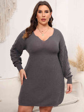 Load image into Gallery viewer, Plus Size Dropped Shoulder Long Sleeve Knit Mini Dress
