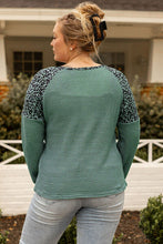 Load image into Gallery viewer, Plus Size Leopard Waffle-Knit Long Sleeve T-Shirt
