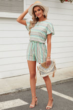 Load image into Gallery viewer, Rainbow Stripe Drawstring Waist Romper
