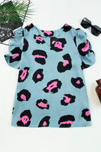 Load image into Gallery viewer, Leopard V-Neck Puff Sleeve Top
