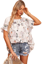 Load image into Gallery viewer, Floral Boat Neck Flounce Sleeve Blouse
