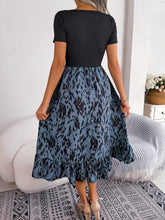 Load image into Gallery viewer, Printed Round Neck Ruffle Hem Dress

