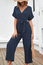 Load image into Gallery viewer, Tie Waist Surplice Wide Leg Jumpsuit
