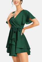 Load image into Gallery viewer, Surplice Neck Flutter Sleeve Dress
