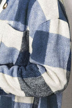 Load image into Gallery viewer, Plaid Pocketed Dropped Shoulder Button Up Jacket
