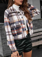 Load image into Gallery viewer, Plaid Collared Neck Button Down Jacket
