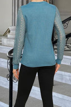 Load image into Gallery viewer, Waffle-Knit Round Neck Long Sleeve Blouse
