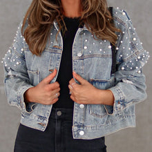 Load image into Gallery viewer, Bead Detail Denim Jacket
