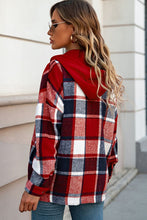 Load image into Gallery viewer, Button Up Plaid Hooded Jacket
