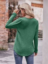 Load image into Gallery viewer, Pleated Detail Curved Hem Long Sleeve Top
