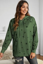 Load image into Gallery viewer, Star Print Drawstring Detail Hoodie
