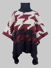 Load image into Gallery viewer, Turtleneck Pom-Pom Trim Poncho
