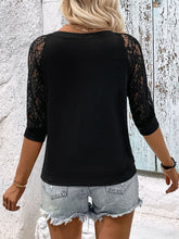 Load image into Gallery viewer, V-Neck Spliced Lace Raglan Sleeve Top
