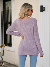 Load image into Gallery viewer, Square Neck Ribbed Long Sleeve T-Shirt
