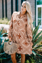Load image into Gallery viewer, Printed Flounce Sleeve Shirt Dress
