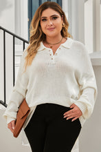Load image into Gallery viewer, Plus Size Quarter-Button Collared Sweater

