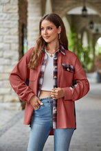 Load image into Gallery viewer, Plaid Collared Dropped Shoulder Jacket
