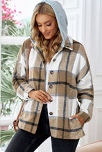 Load image into Gallery viewer, Button Up Plaid Hooded Jacket
