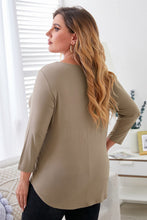 Load image into Gallery viewer, Plus Size Curved Hem Neck Detail Tee
