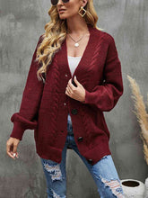 Load image into Gallery viewer, Cable-Knit Dropped Shoulder Cardigan
