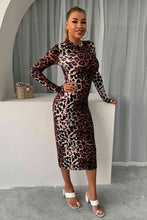 Load image into Gallery viewer, Leopard Long Sleeve Slit Dress
