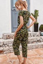 Load image into Gallery viewer, Camouflage Drawstring Crop Leg Jumpsuit

