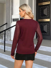 Load image into Gallery viewer, Waffle-Knit Round Neck Long Sleeve Blouse
