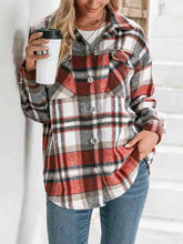 Load image into Gallery viewer, Plaid Collared Neck Button Down Jacket
