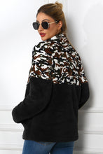 Load image into Gallery viewer, Camouflage Zip-Up Turtle Neck Dropped Shoulder Sweatshirt
