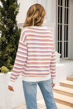 Load image into Gallery viewer, Striped Round Neck Dropped Shoulder Knit Top
