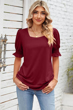 Load image into Gallery viewer, Smocked Square Neck Short Sleeve T-Shirt
