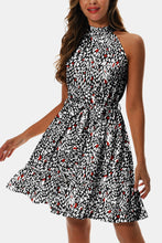 Load image into Gallery viewer, Printed Tie Waist Frill Trim Dress
