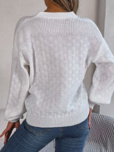 Load image into Gallery viewer, Half Button V-Neck Long Sleeve Sweater
