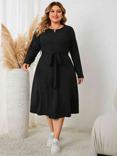 Load image into Gallery viewer, Plus Size Tie Waist Long Sleeve Dress
