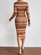Load image into Gallery viewer, Printed Scoop Neck Slit Pencil Dress
