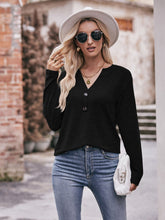 Load image into Gallery viewer, Buttoned Notched Neck Long Sleeve Top
