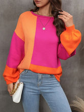 Load image into Gallery viewer, Color Block Round Neck Sweater
