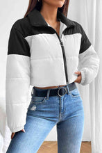 Load image into Gallery viewer, Collared Neck Color Block Puffer Jacket
