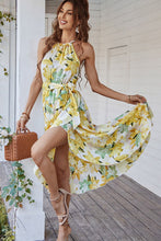 Load image into Gallery viewer, Floral Tie Belt Sleeveless Dress
