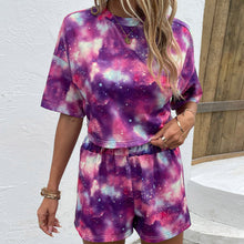 Load image into Gallery viewer, Tie Dye Round Neck Dropped Shoulder Half Sleeve Top and Shorts Set

