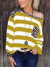 Load image into Gallery viewer, Striped Leopard Long Sleeves Top
