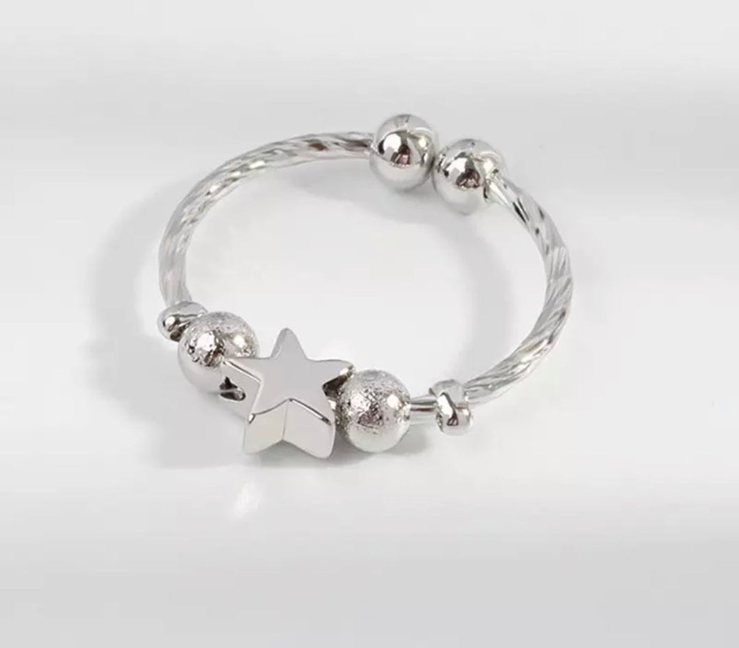 Adjustable Star & Bead Fidget Ring