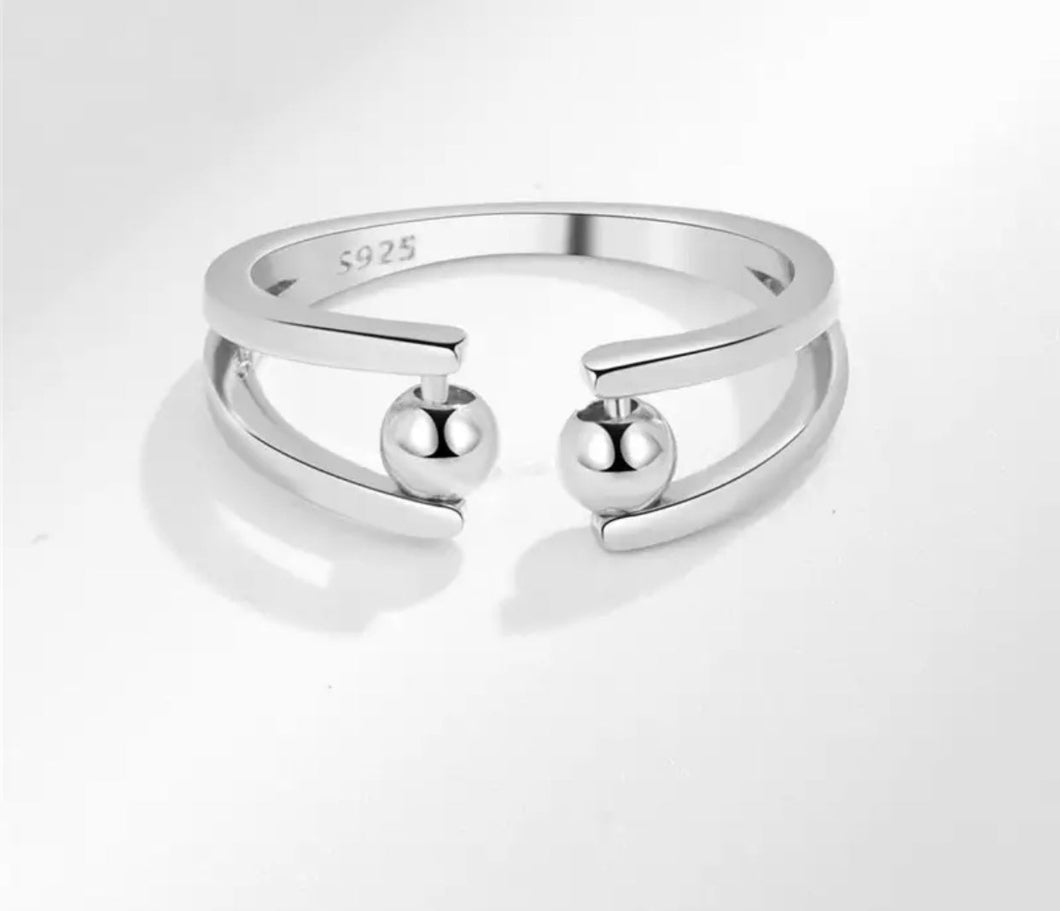 Adjustable Fidget Ring - Two Beads - PREORDER