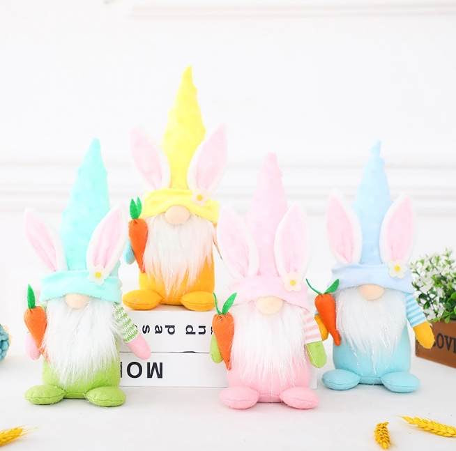 Gnome - Easter E - Green Yellow Pink Blue Quad -